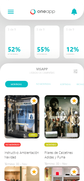 Algunas capturas de nuestra aplicación ONEAPP