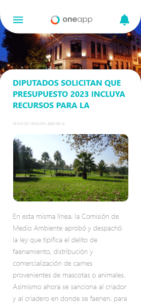 Algunas capturas de nuestra aplicación ONEAPP