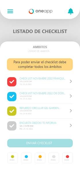 Algunas capturas de nuestra aplicación ONEAPP